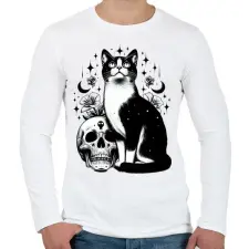 PRINTFASHION Macska - Férfi hosszú ujjú póló - Fehér férfi póló