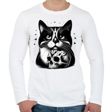 PRINTFASHION Macska  - Férfi hosszú ujjú póló - Fehér férfi póló