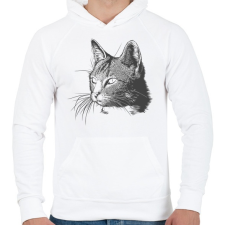 PRINTFASHION Macska - Férfi kapucnis pulóver - Fehér férfi pulóver, kardigán