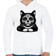 PRINTFASHION Macska - Férfi kapucnis pulóver - Fehér