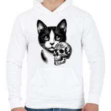 PRINTFASHION Macska - Férfi kapucnis pulóver - Fehér férfi pulóver, kardigán