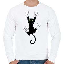 PRINTFASHION Macska - Férfi pulóver - Fehér férfi pulóver, kardigán