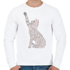 PRINTFASHION Macska - Férfi pulóver - Fehér