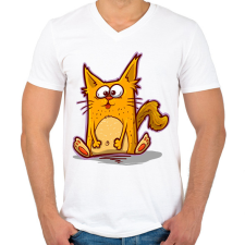 PRINTFASHION Macska - Férfi V-nyakú póló - Fehér férfi póló