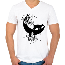 PRINTFASHION macska - Férfi V-nyakú póló - Fehér férfi póló