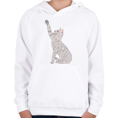 PRINTFASHION Macska - Gyerek kapucnis pulóver - Fehér