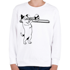 PRINTFASHION Macska harsonázik - Gyerek pulóver - Fehér gyerek pulóver, kardigán