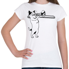 PRINTFASHION Macska harsonázik - Női póló - Fehér női póló