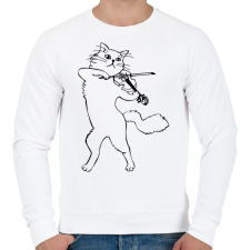 PRINTFASHION Macska hegedűl - Férfi pulóver - Fehér férfi pulóver, kardigán