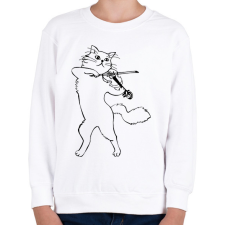 PRINTFASHION Macska hegedűl - Gyerek pulóver - Fehér gyerek pulóver, kardigán