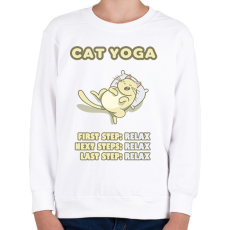 PRINTFASHION Macska jóga - Gyerek pulóver - Fehér