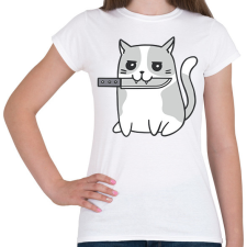 PRINTFASHION Macska késsel - Női póló - Fehér női póló