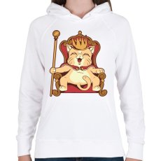 PRINTFASHION Macska király - Női kapucnis pulóver - Fehér