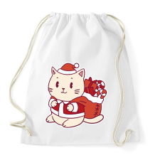 PRINTFASHION Macska mikulás - Sportzsák, Tornazsák - Fehér tornazsák