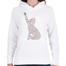 PRINTFASHION Macska - Női kapucnis pulóver - Fehér női pulóver, kardigán