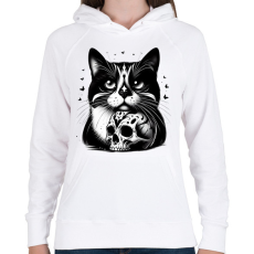 PRINTFASHION Macska  - Női kapucnis pulóver - Fehér