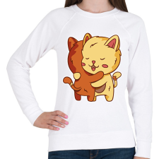 PRINTFASHION Macska ölelés - Női pulóver - Fehér női pulóver, kardigán