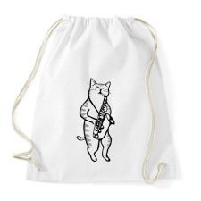 PRINTFASHION Macska szaxofonozik - Sportzsák, Tornazsák - Fehér tornazsák