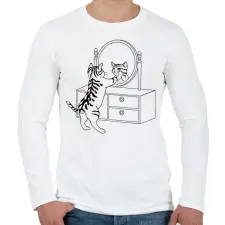 PRINTFASHION Macska szépítkezik - Férfi hosszú ujjú póló - Fehér férfi póló