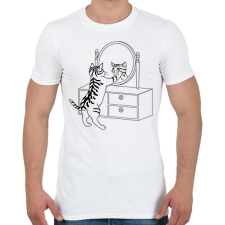 PRINTFASHION Macska szépítkezik - Férfi póló - Fehér férfi póló