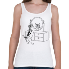 PRINTFASHION Macska szépítkezik - Női atléta - Fehér női trikó