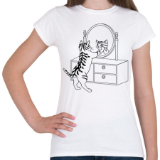 PRINTFASHION Macska szépítkezik - Női póló - Fehér női póló