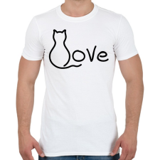 PRINTFASHION Macska szerelem - Férfi póló - Fehér férfi póló