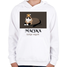 PRINTFASHION Macska szolga vagyok - Gyerek kapucnis pulóver - Fehér