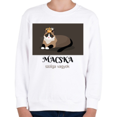 PRINTFASHION Macska szolga vagyok - Gyerek pulóver - Fehér