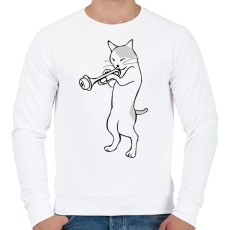 PRINTFASHION Macska trombitál - Férfi pulóver - Fehér