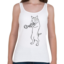 PRINTFASHION Macska trombitál - Női atléta - Fehér női trikó