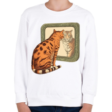 PRINTFASHION Macska tükörben - Gyerek pulóver - Fehér