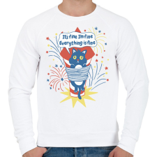 PRINTFASHION Macska tűzijáték - Férfi pulóver - Fehér férfi pulóver, kardigán