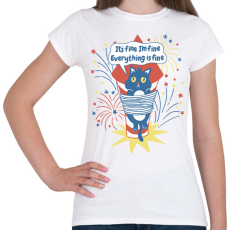 PRINTFASHION Macska tűzijáték - Női póló - Fehér