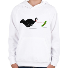 PRINTFASHION Macska vs Uborka - Gyerek kapucnis pulóver - Fehér