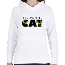 PRINTFASHION Macska zöld szemekkel világos színű termékekre - Női kapucnis pulóver - Fehér