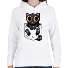 PRINTFASHION Macska zsebminta - Női kapucnis pulóver - Fehér női pulóver, kardigán
