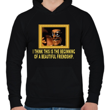 PRINTFASHION Macskajaj Barátság - Férfi kapucnis pulóver - Fekete férfi pulóver, kardigán