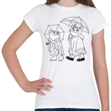 PRINTFASHION Macskák az esőben - Női póló - Fehér női póló