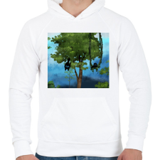 PRINTFASHION macskák - Férfi kapucnis pulóver - Fehér férfi pulóver, kardigán