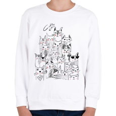 PRINTFASHION macskák - Gyerek pulóver - Fehér