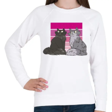 PRINTFASHION Macskák - Női pulóver - Fehér női pulóver, kardigán