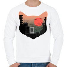 PRINTFASHION Macskák városa - Férfi pulóver - Fehér férfi pulóver, kardigán