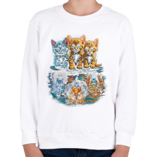 PRINTFASHION Macskák vs. vadmacskák - Gyerek pulóver - Fehér