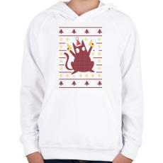 PRINTFASHION Macskás csúnya pulcsis minta - Gyerek kapucnis pulóver - Fehér