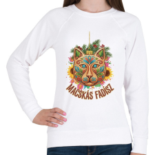 PRINTFASHION macskás fadísz - Női pulóver - Fehér női pulóver, kardigán