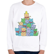 PRINTFASHION Macskás karácsonyfa - Gyerek pulóver - Fehér