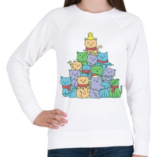 PRINTFASHION Macskás karácsonyfa - Női pulóver - Fehér női pulóver, kardigán