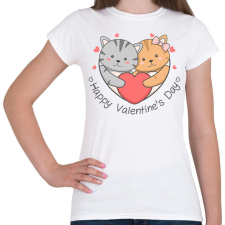 PRINTFASHION Macskás Valentin nap - Női póló - Fehér női póló