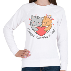 PRINTFASHION Macskás Valentin nap - Női pulóver - Fehér